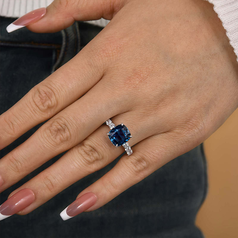 4.5 Carat Cushion Cut Blue Diamond Ring