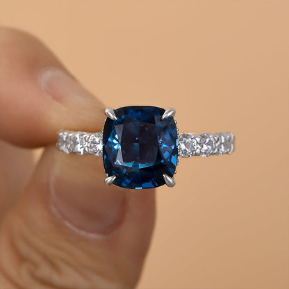 4.5 Carat Cushion Cut Blue Diamond Ring