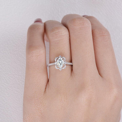 1.25 Carat Oval Halo Diamond Bridal Ring