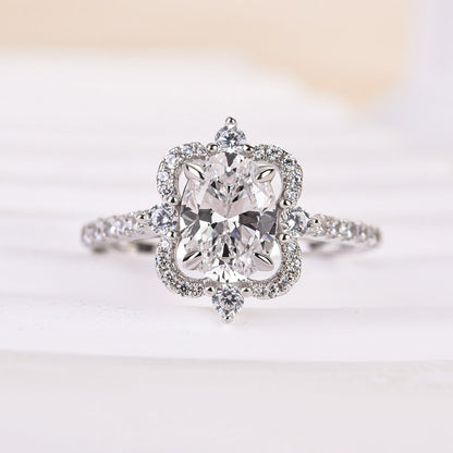 1.25 Carat Oval Halo Diamond Bridal Ring