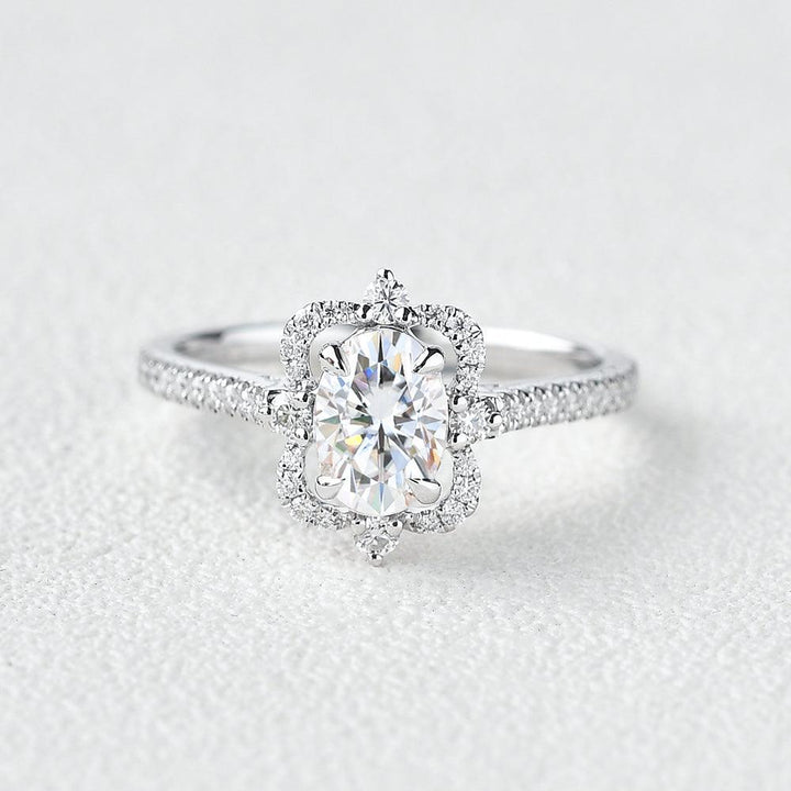1.25 Carat Oval Halo Diamond Bridal Ring