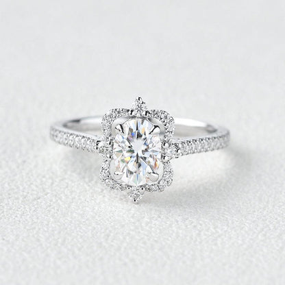 1.25 Carat Oval Halo Diamond Bridal Ring