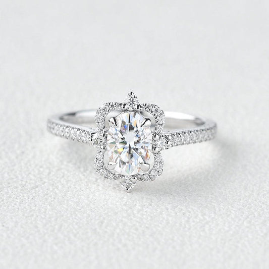 1.25 Carat Oval Halo Diamond Bridal Ring