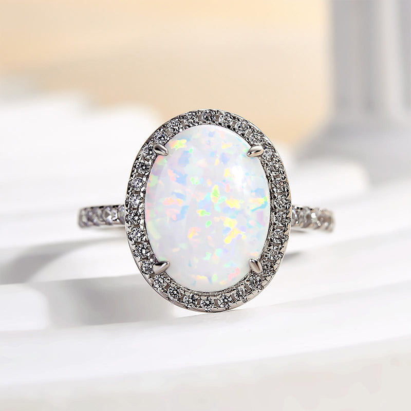 4.25 Carat Oval Opal Diamond Accent Ring