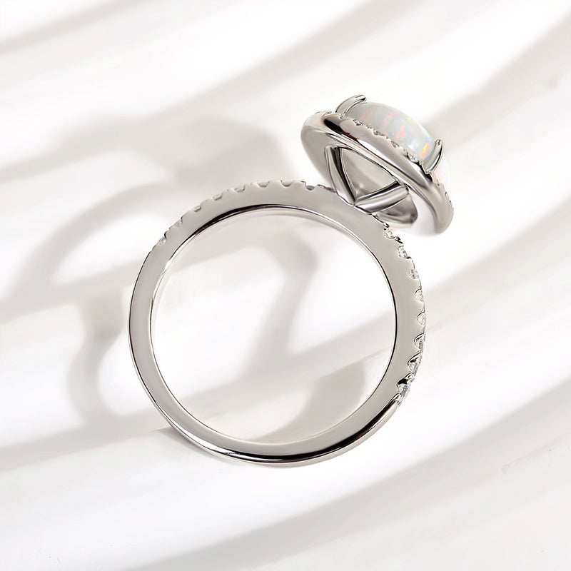 4.25 Carat Oval Opal Diamond Accent Ring