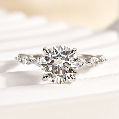 2 Carat Round Moissanite Engagement Ring White Gold