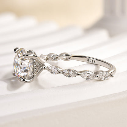 2 Carat Round Moissanite Engagement Ring White Gold