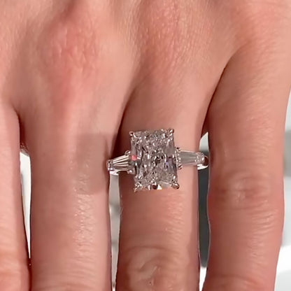4.0ct Radiant Cut Three Stone Ring