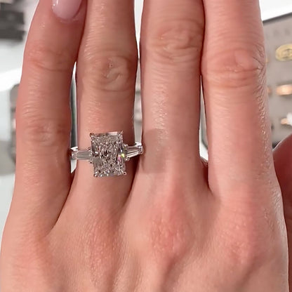 4.0ct Radiant Cut Three Stone Ring