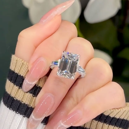 7.5 Carat Emerald Cut Three Stone Diamond Ring