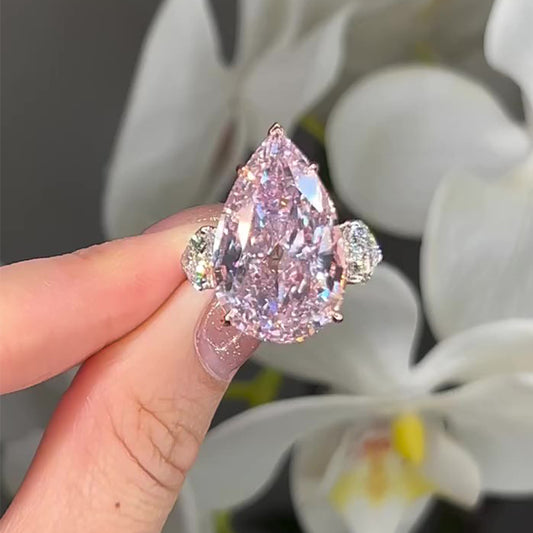 8.0 Carat Pear Cut Three Stone Engagement Ring