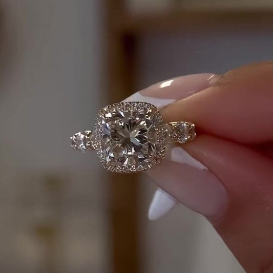 3.5 Carat Cushion Cut Halo Engagement Ring