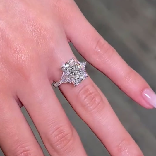 5Ct Radiant Cut Three Stone Engagement Ring 925 Silver White Gold