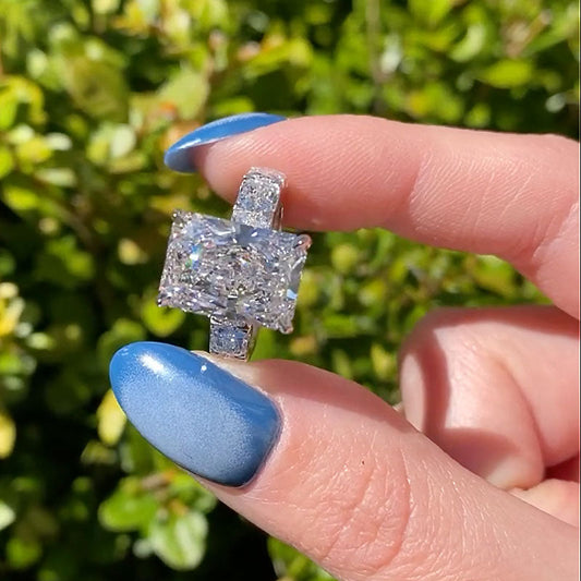 8.0Ct Radiant Cut Simulated Diamond Ring White Gold Plated