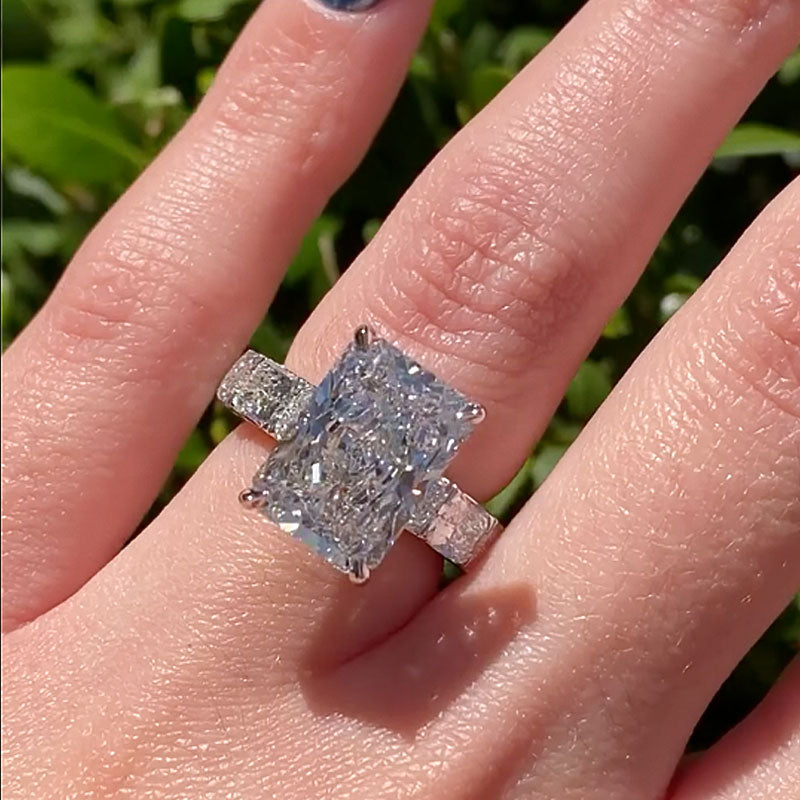 8.0Ct Radiant Cut Simulated Diamond Ring White Gold Plated