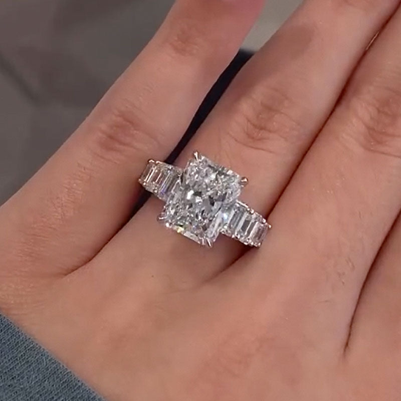 Luxury 7 Carat Radiant Cut Engagement Ring Sterling Silver