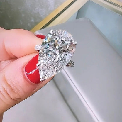 8.0ct Pear Cut Engagement Ring in Sterling Silver