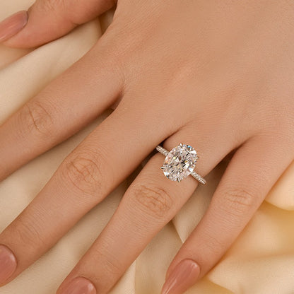 4.25Ct Oval Cut Hidden Halo Ring 925 Silver White Gold
