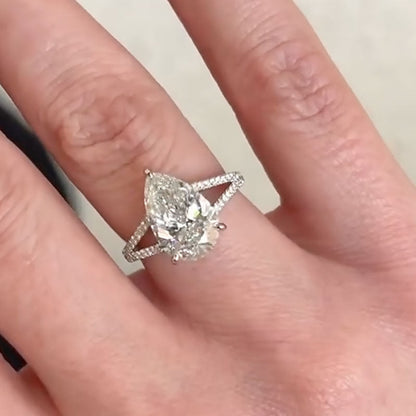4Ct Pear Cut Diamond Ring 925 Silver White Gold