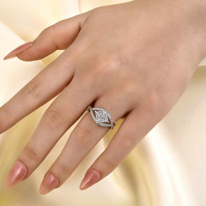 2.0ct Princess Cut Eye Symbol Ring in Sterling Silver