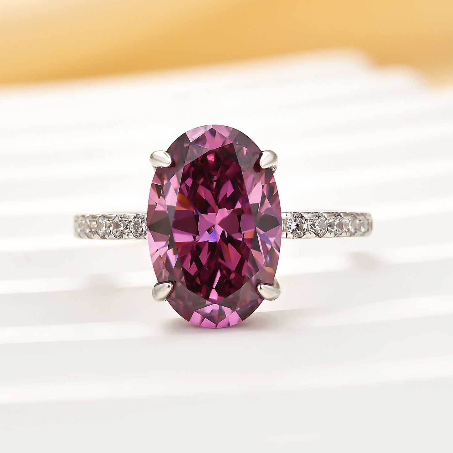 4.0ct Purple Oval Cut Diamond Engagement Ring