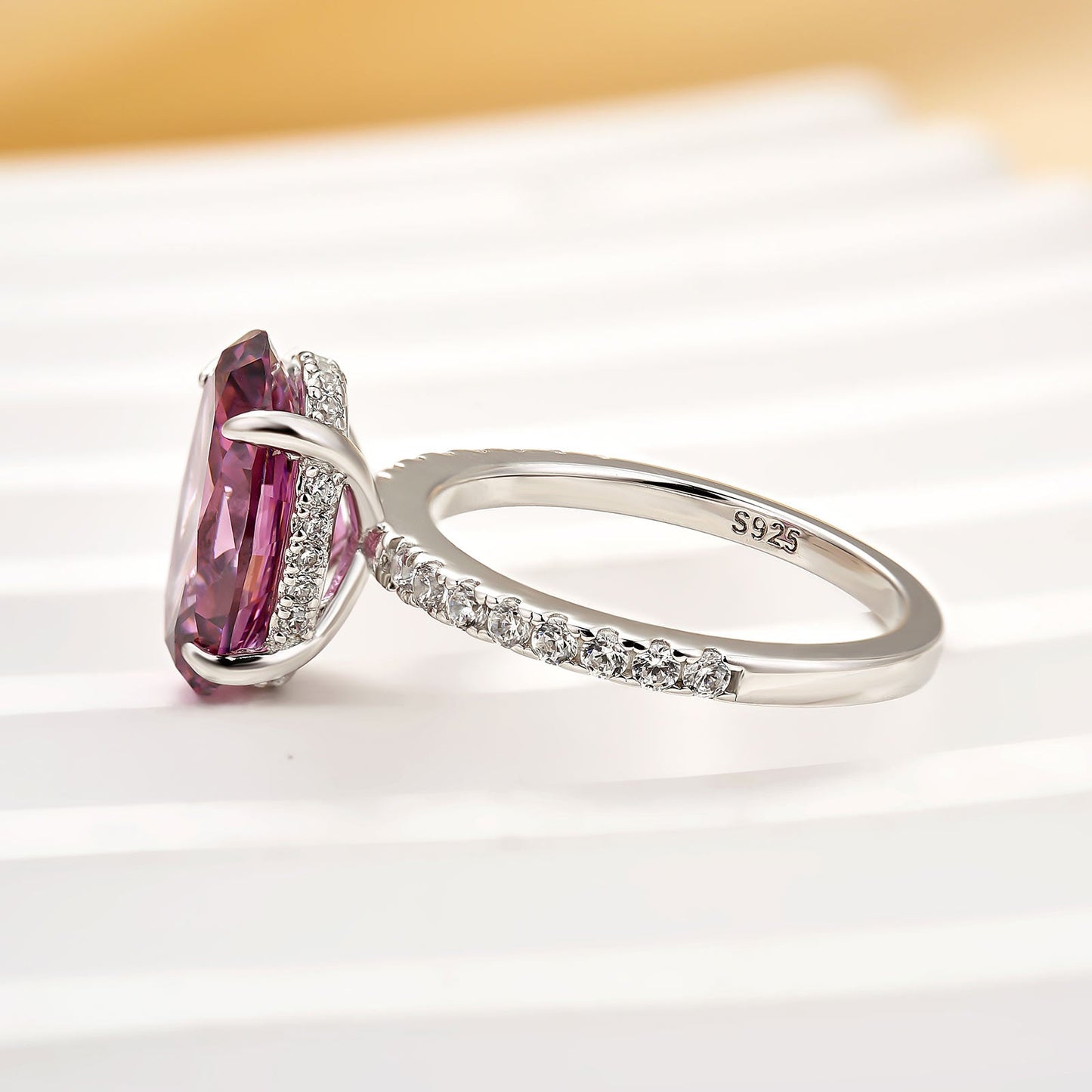 4.0ct Purple Oval Cut Diamond Engagement Ring