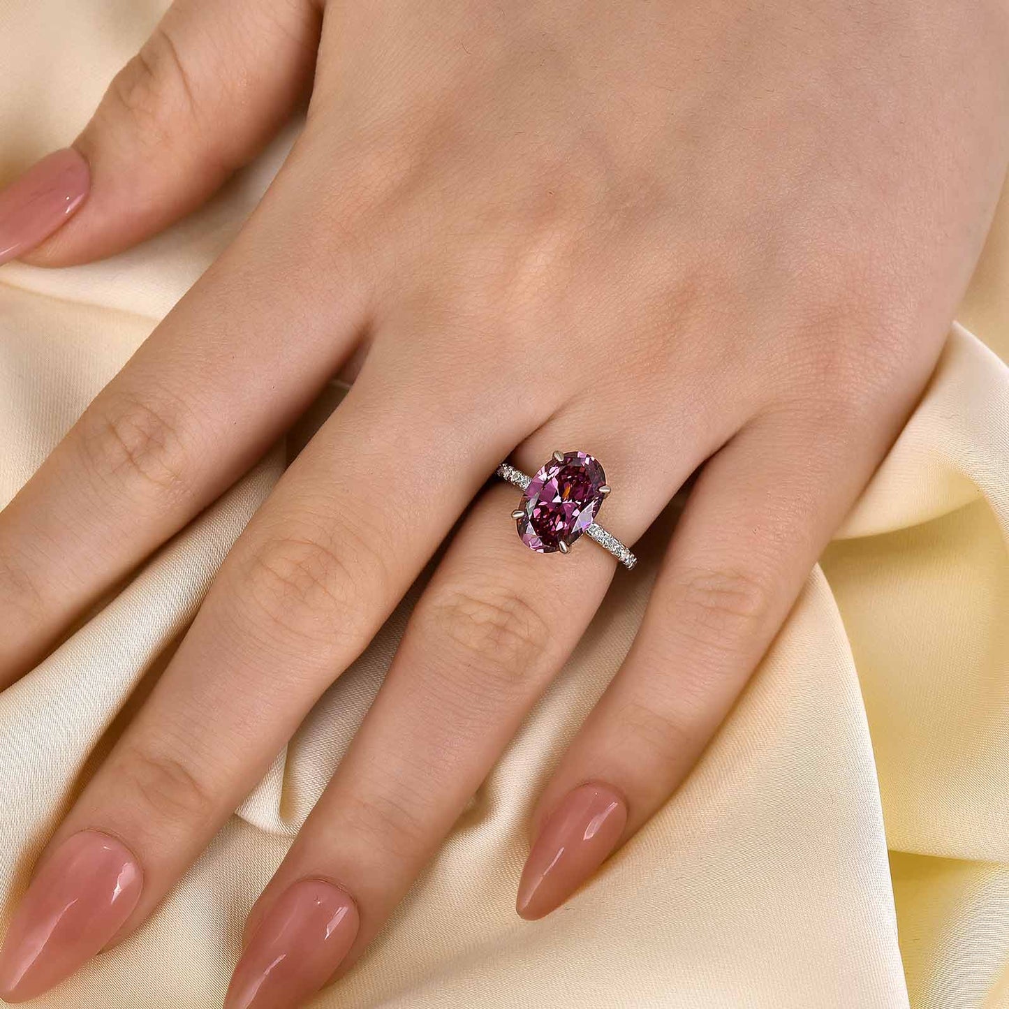 4.0ct Purple Oval Cut Diamond Engagement Ring