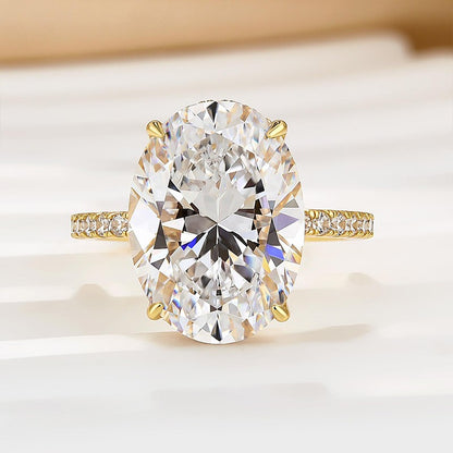 6Ct Oval Cut Diamond Ring with Hidden Halo 925 Silver