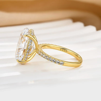6Ct Oval Cut Diamond Ring with Hidden Halo 925 Silver