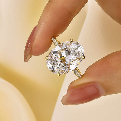 6Ct Oval Cut Diamond Ring with Hidden Halo 925 Silver