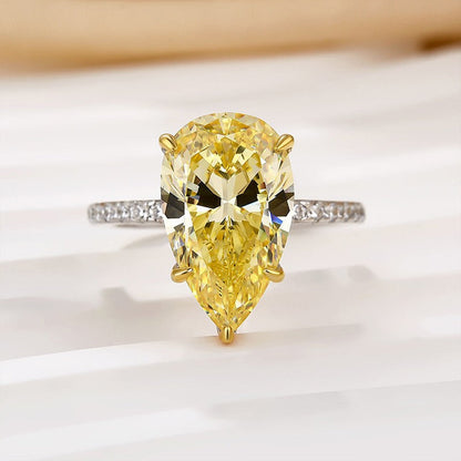 4.5Ct Yellow Pear Cut Diamond Travel Ring