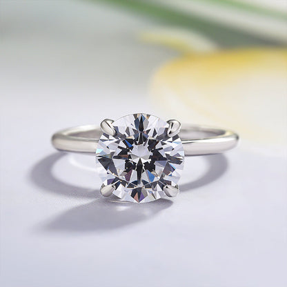 2 Carat Round Cut Solitaire Engagement Ring Sterling Silver