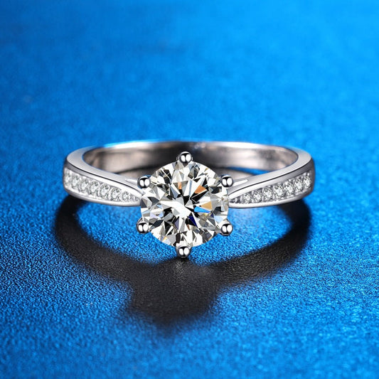 2.0CT Moissanite Solitaire Ring - Timeless Sterling Silver