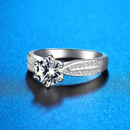 1.0CT Round Moissanite Engagement Ring – Sterling Silver