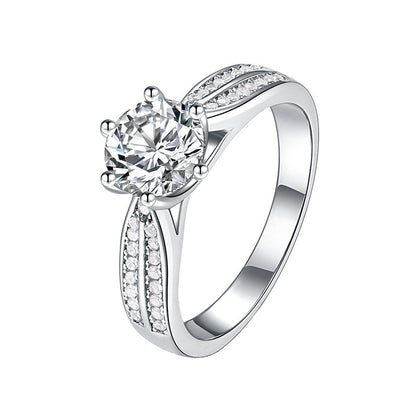 1.0CT Round Moissanite Engagement Ring – Sterling Silver