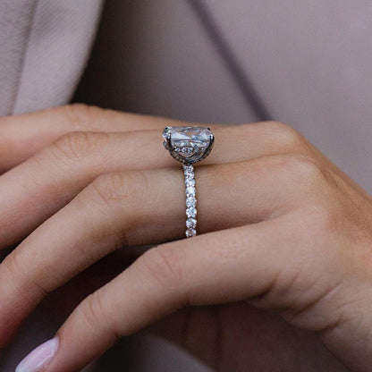 5Ct Cushion Cut Diamond Ring with 0.5Ct Accents 925 Silver