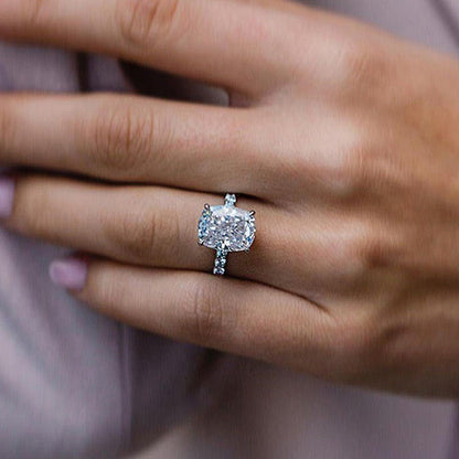5Ct Cushion Cut Diamond Ring with 0.5Ct Accents 925 Silver