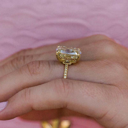 6Ct Yellow Sapphire Cushion Cut Ring 925 Silver Gold