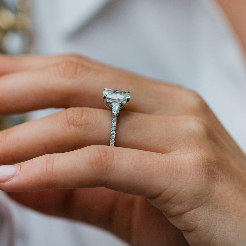 4.5 Carat Cushion Cut Three Stone Diamond Ring