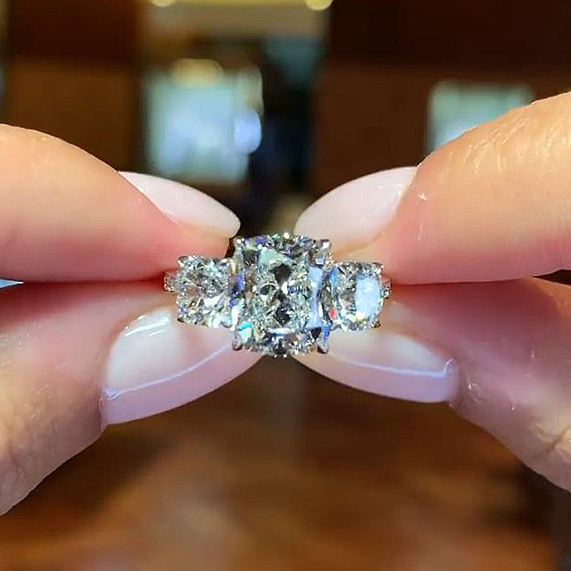 3.5Ct Cushion Cut Diamond Ring 925 Silver White Gold