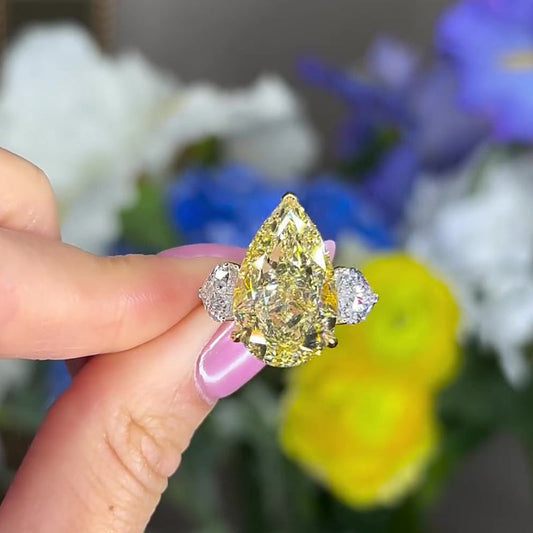 8.0 Carat Pear Cut Three Stone Engagement Ring