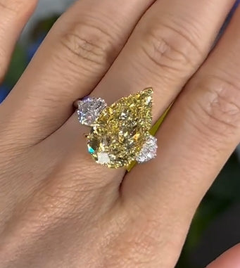 8.0 Carat Pear Cut Three Stone Engagement Ring