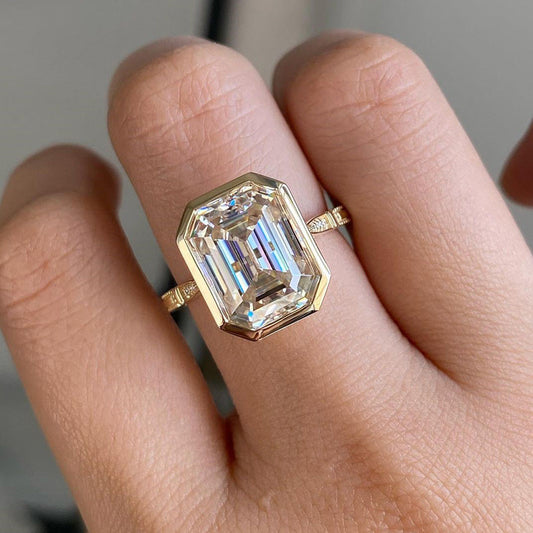 4.5 Carat Emerald Cut Bezel Set Diamond Ring