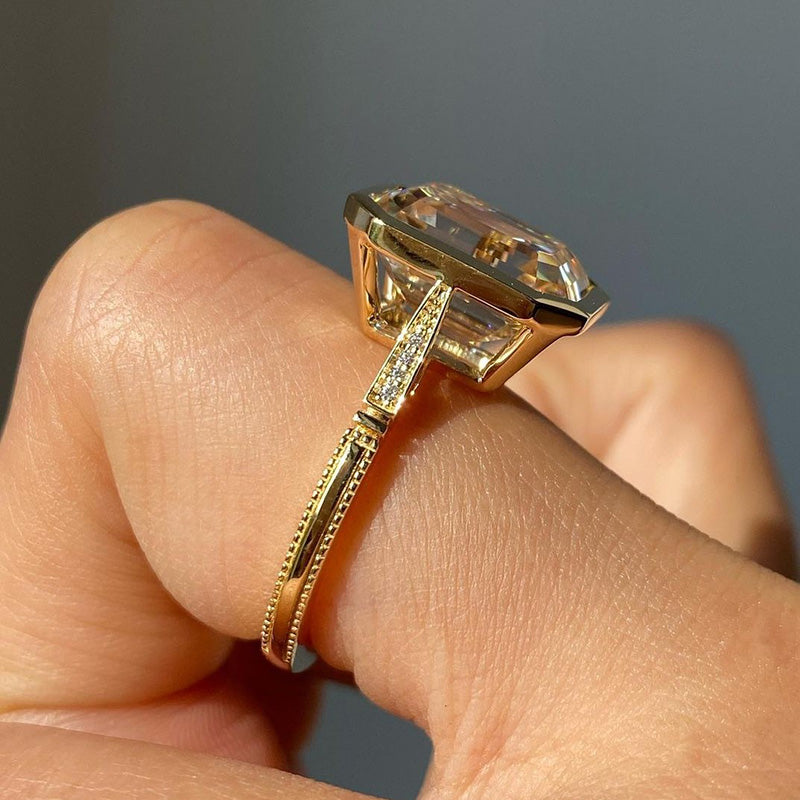 4.5 Carat Emerald Cut Bezel Set Diamond Ring