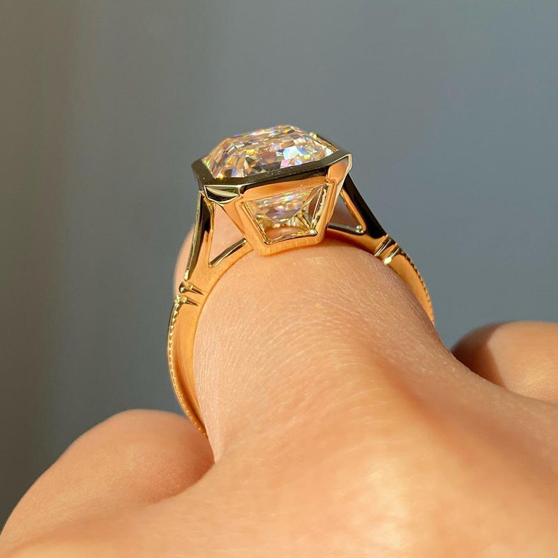 4.5 Carat Emerald Cut Bezel Set Diamond Ring
