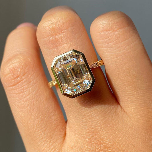 4.5 Carat Emerald Cut Bezel Set Diamond Ring