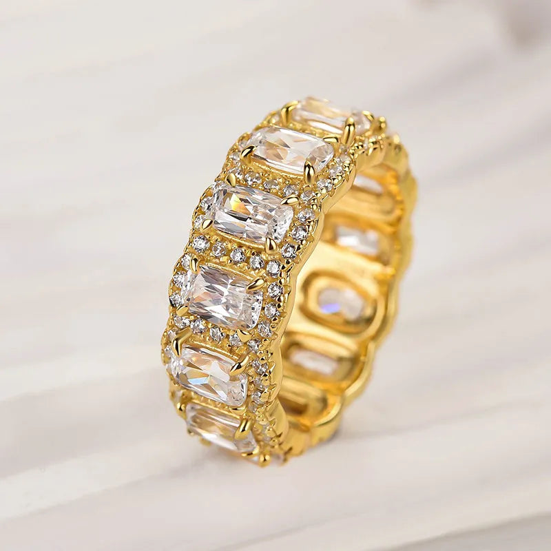 1.0Ct Sona Diamond Band, White or Gold Plated Sterling Silver