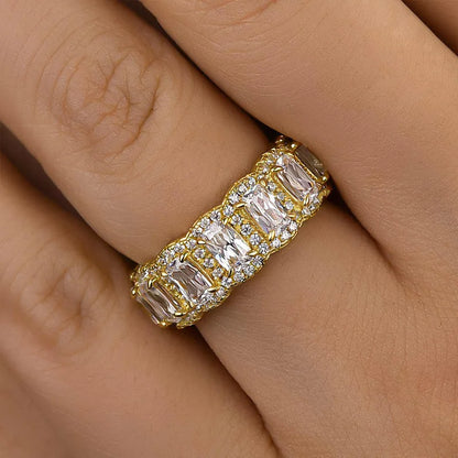 1.0Ct Sona Diamond Band, White or Gold Plated Sterling Silver