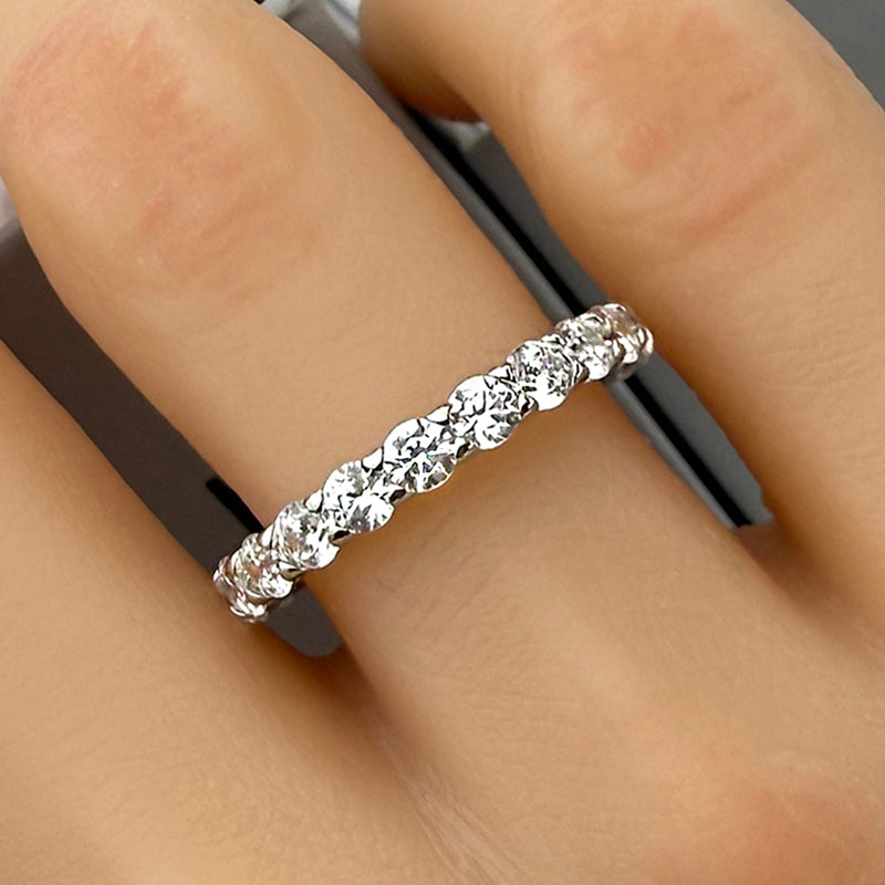 925 Sterling Silver  Promise Ring with 3mm Cubic Zirconia  For Women item no. GQ060A-Clearance Size: 7 and 8.5