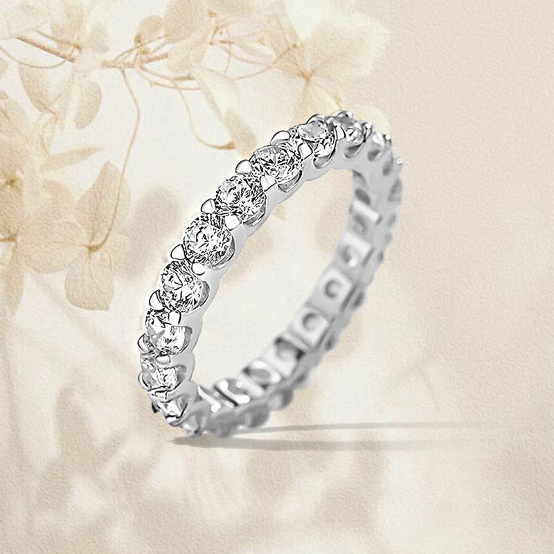 925 Sterling Silver  Promise Ring with 3mm Cubic Zirconia  For Women item no. GQ060A-Clearance Size: 7 and 8.5